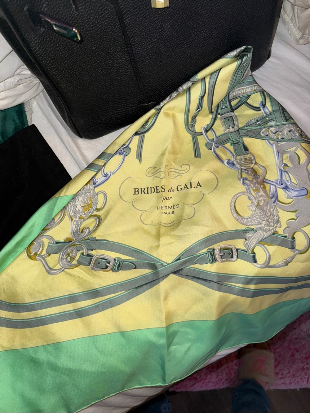 Hermes Brides de Gala Silk Scarf - Pastel Yellow & Green
